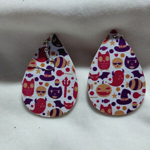 Women's Unbranded Halloween Teardrop Earrings White Purple